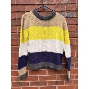 Cloth - Anthropologie SZ M Crew Neck Chunky Acrylic   Striped Pullover Boxy